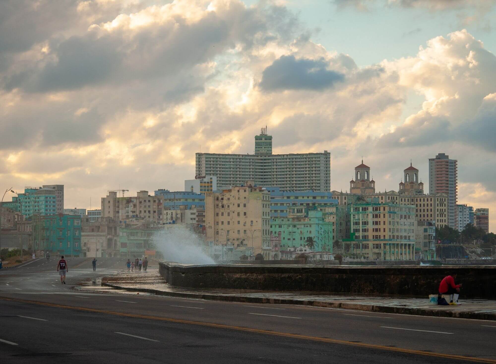 Malecon, fale, siła, natura, Hawana, deptak, morze